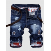 LW Men Street Ripped American Flag Denim Shorts (N