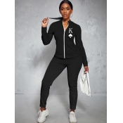 LW Terylene/cotton Cardigan Print Regular Two-piec