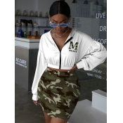 LW Camo Print Zip Up Skirt Set