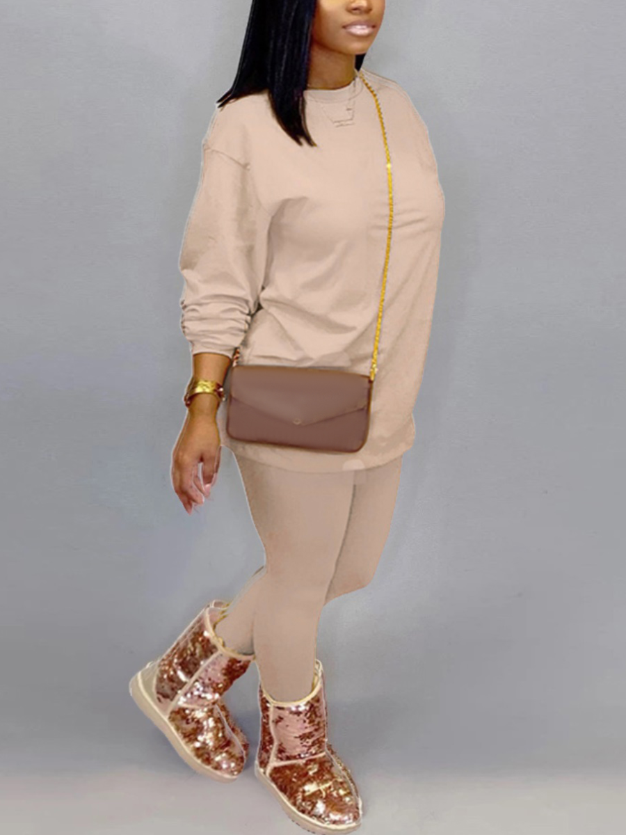 LW BASICS O Neck Skinny Pants Set