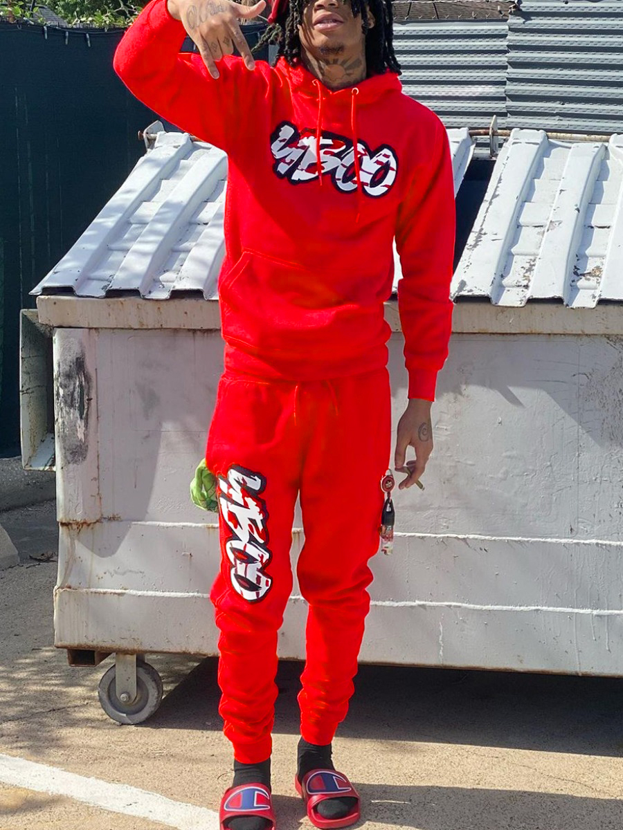 LW Men Letter Print Pocket Design Tracksuit Set