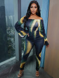 LW Casual Off The Shoulder Color Block Jumpsuit (Without Belt)