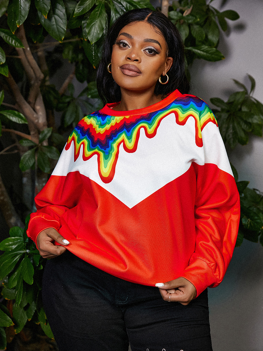 LW Plus Size Mixed Print Patchwork Sweatshirt