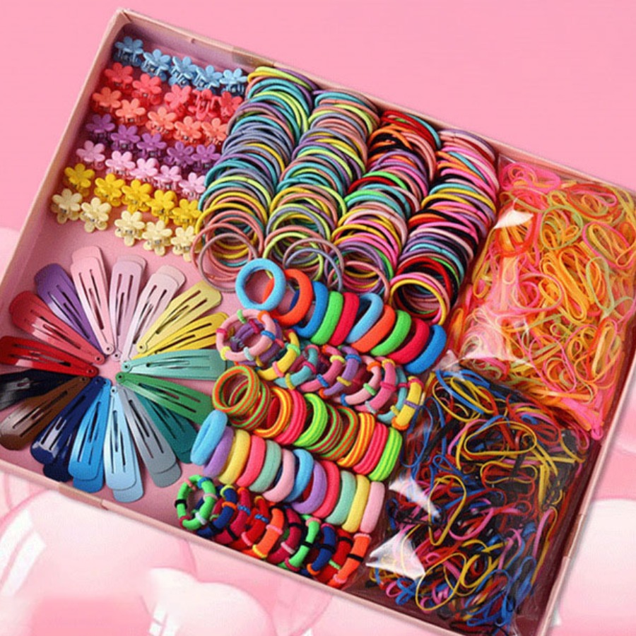 LW Colorful Flower Rainbow Hair Clip & Hair Tie