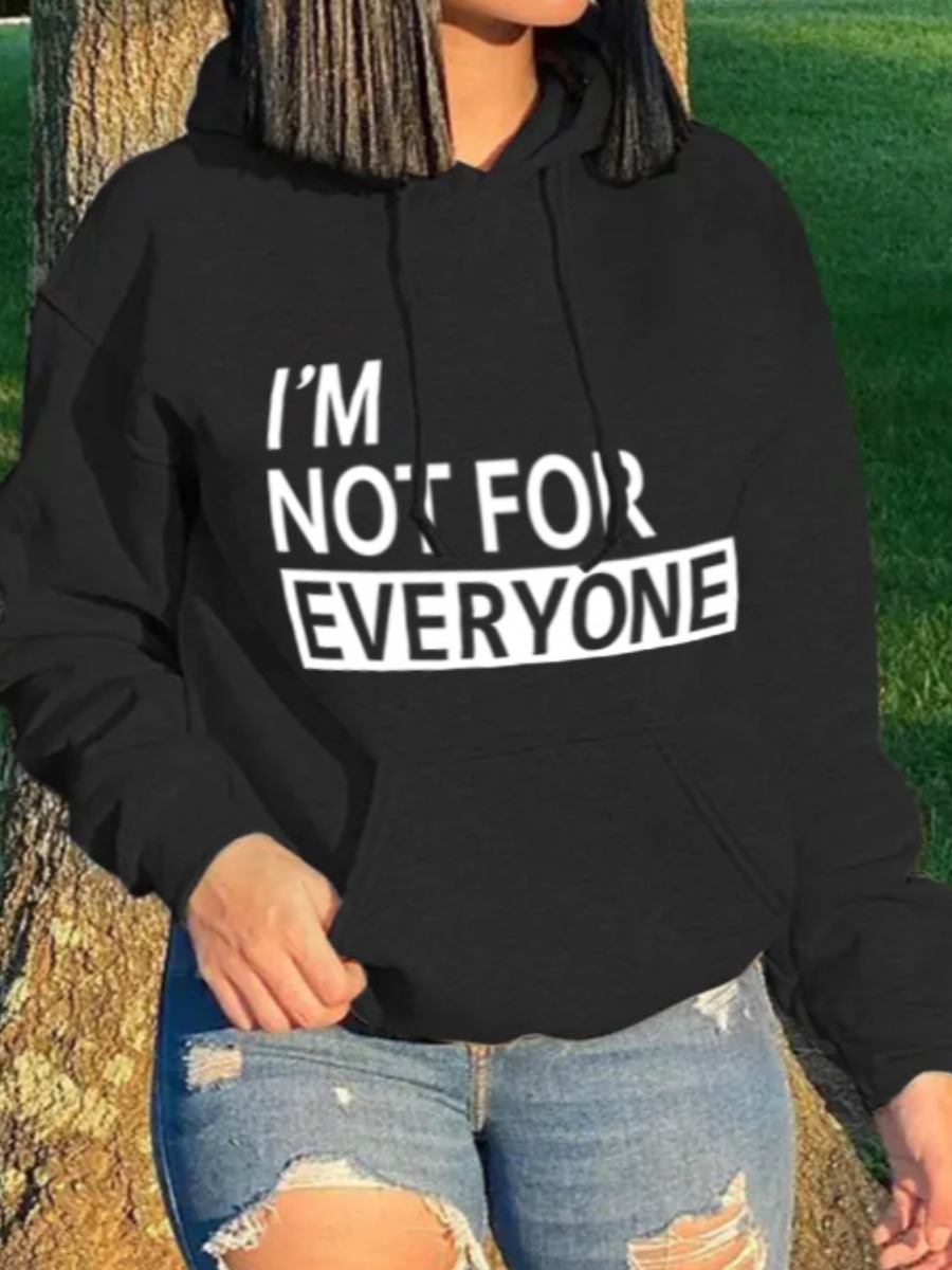 LW Plus Size Pocket Design Letter Print Hoodie