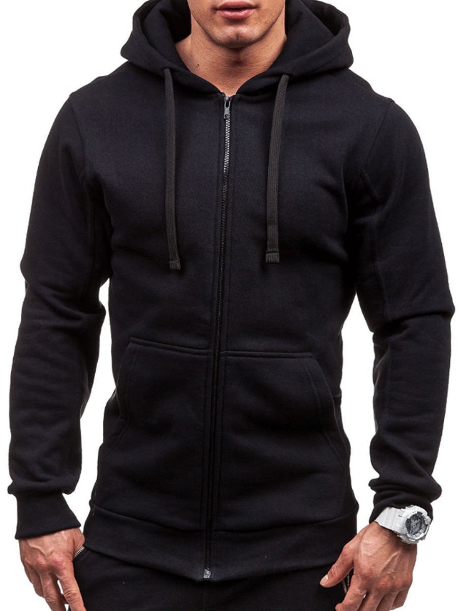 LW Men Hooded Collar Zipper Design Jacket