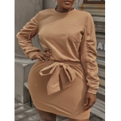 LW Cotton Ruched Bandage Design Dress