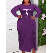 LW Plus Size Faith Letter Print Loose Dress