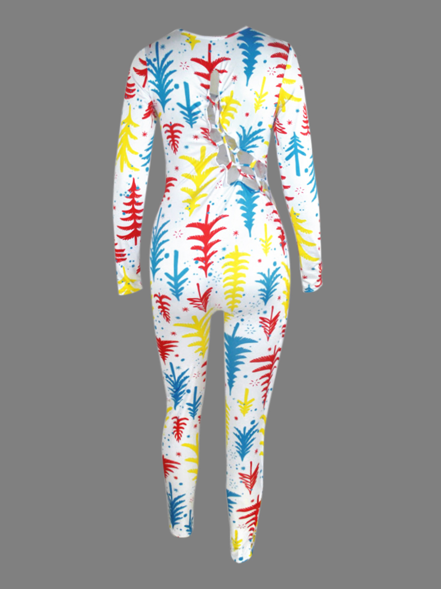 LW SXY Christmas Day Tree Print Jumpsuit