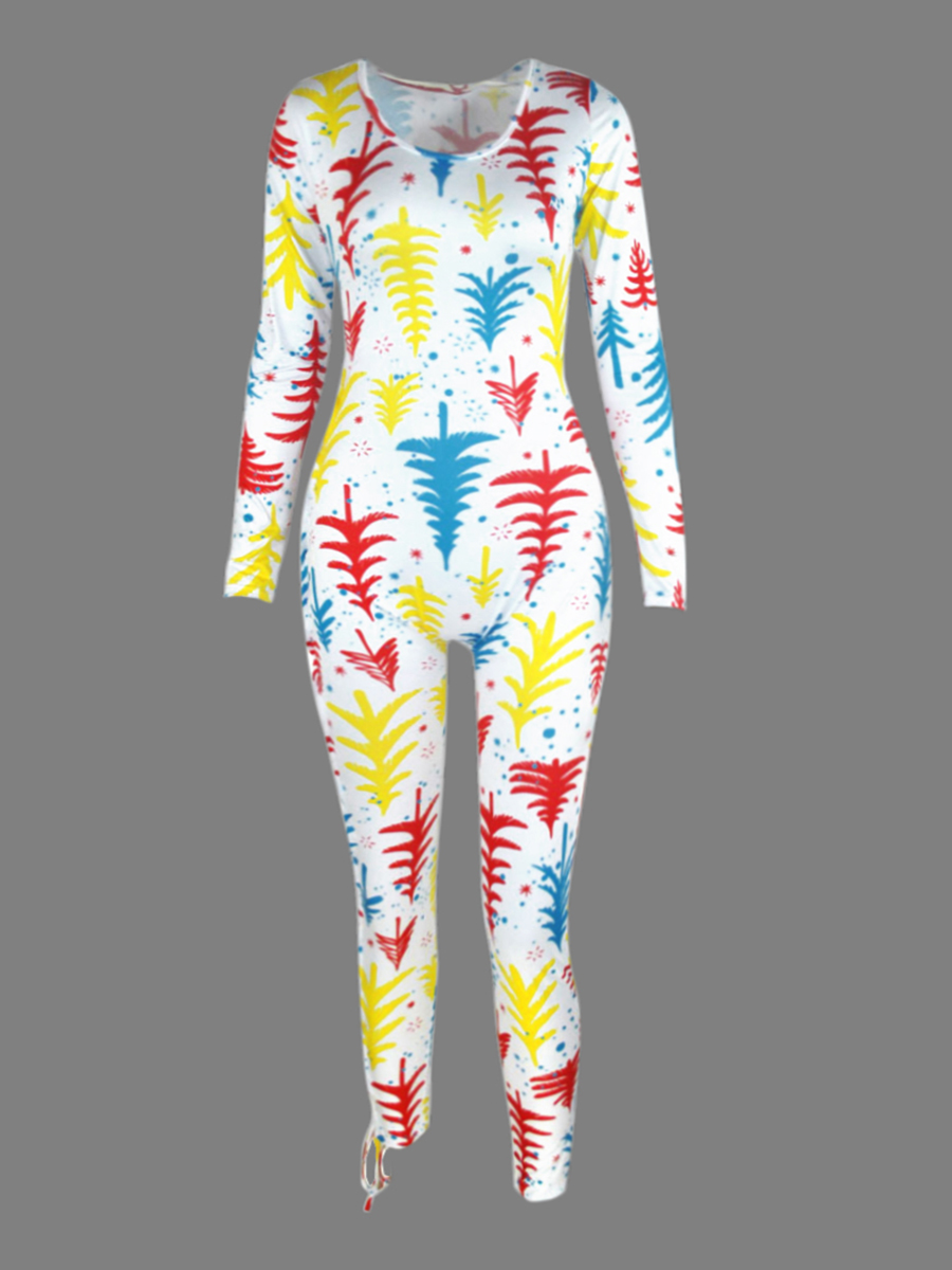 LW SXY Christmas Day Tree Print Jumpsuit