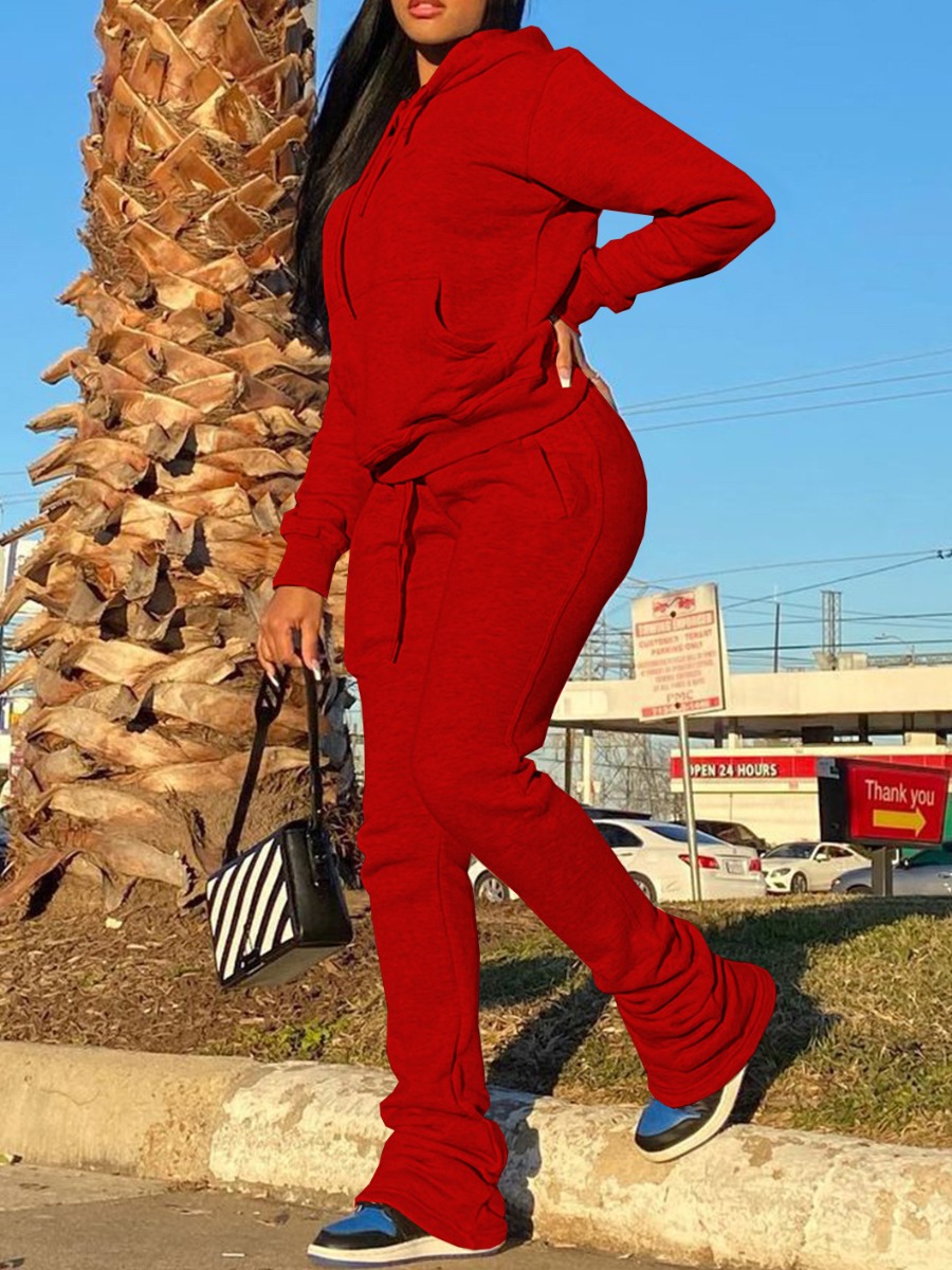 LW Kangaroo Pocket Drawstring Stacked Tracksuit Se
