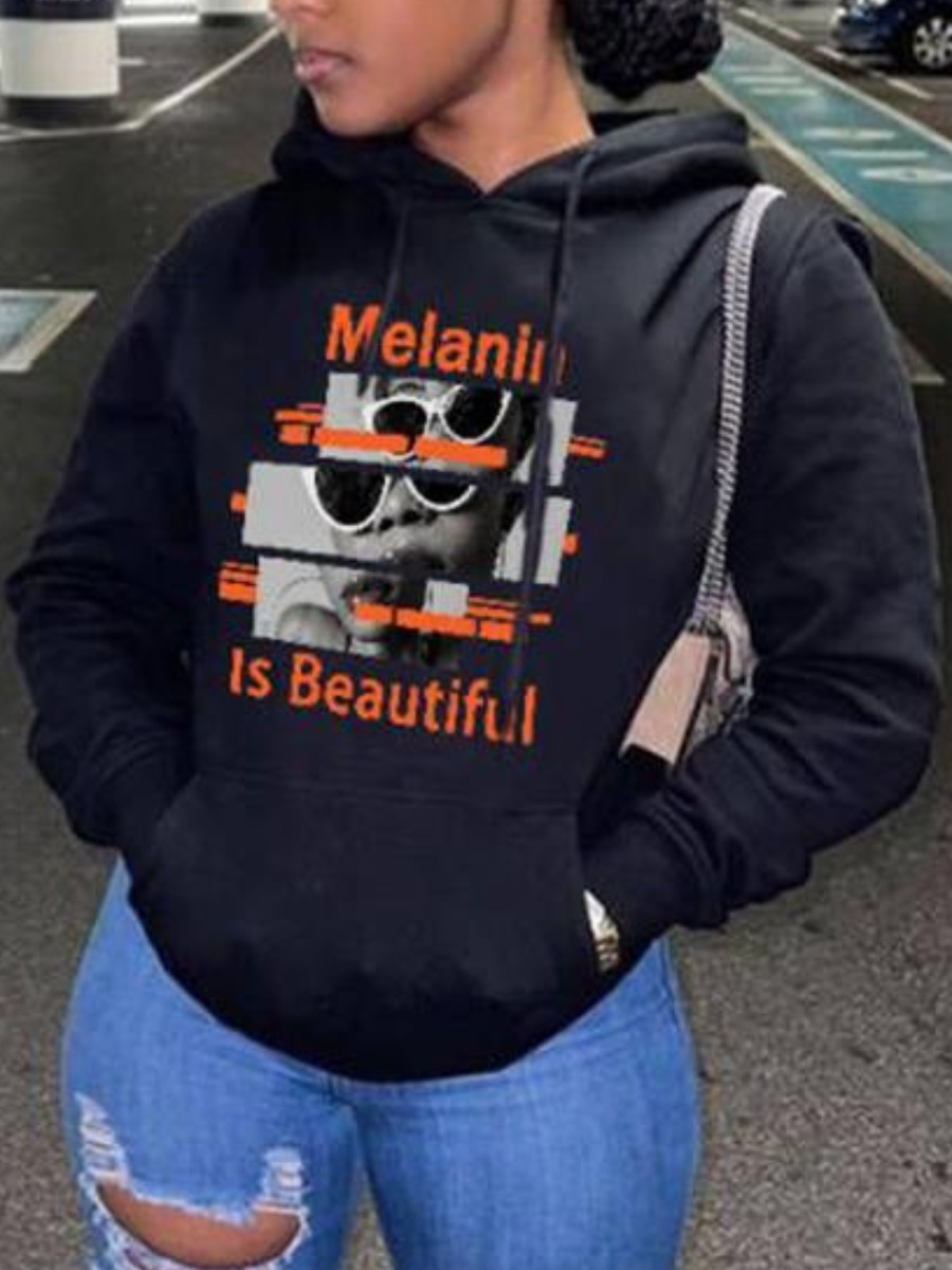 LW Figure Letter Print Hoodie