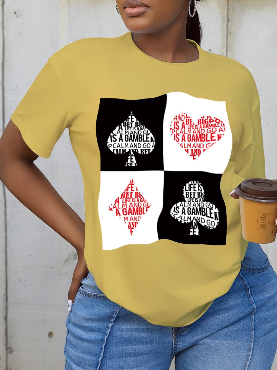 LW Plaid Letter Print T-shirt