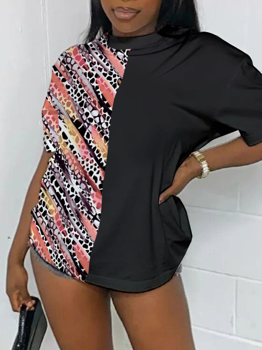 LW Round Neck Mixed Print T-shirt