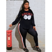 LW Plus Size Dice Print Asymmetry Pants Set