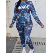 LW Letter Print Regular Fit Pants Set