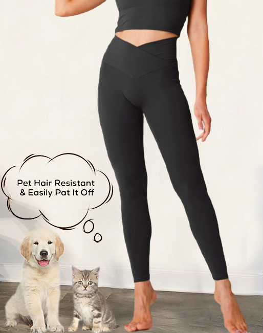 LW Pet Hair Resistant High Waisted Breathable Crossover Plain 7/8 Leggings
