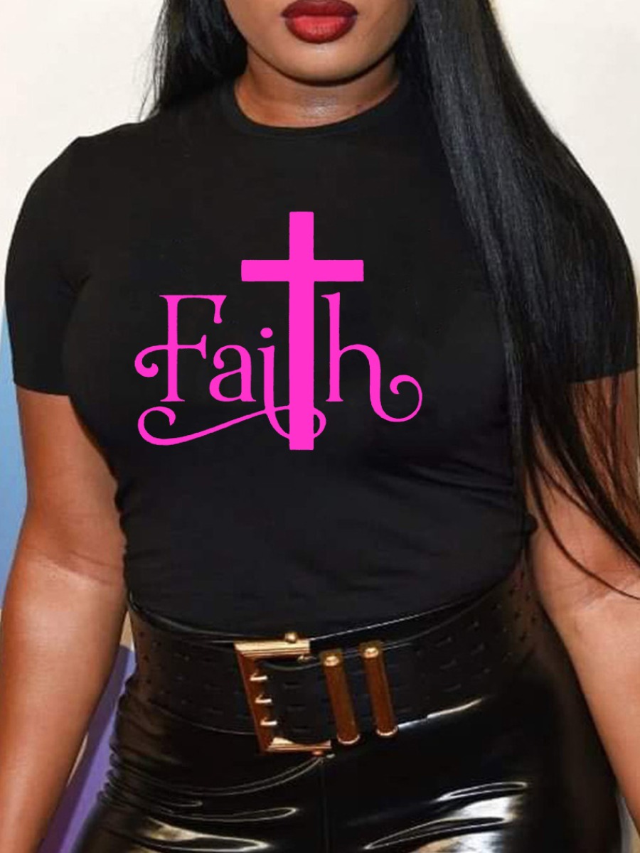 LW Plus Size Cross Letter Print T-shirt