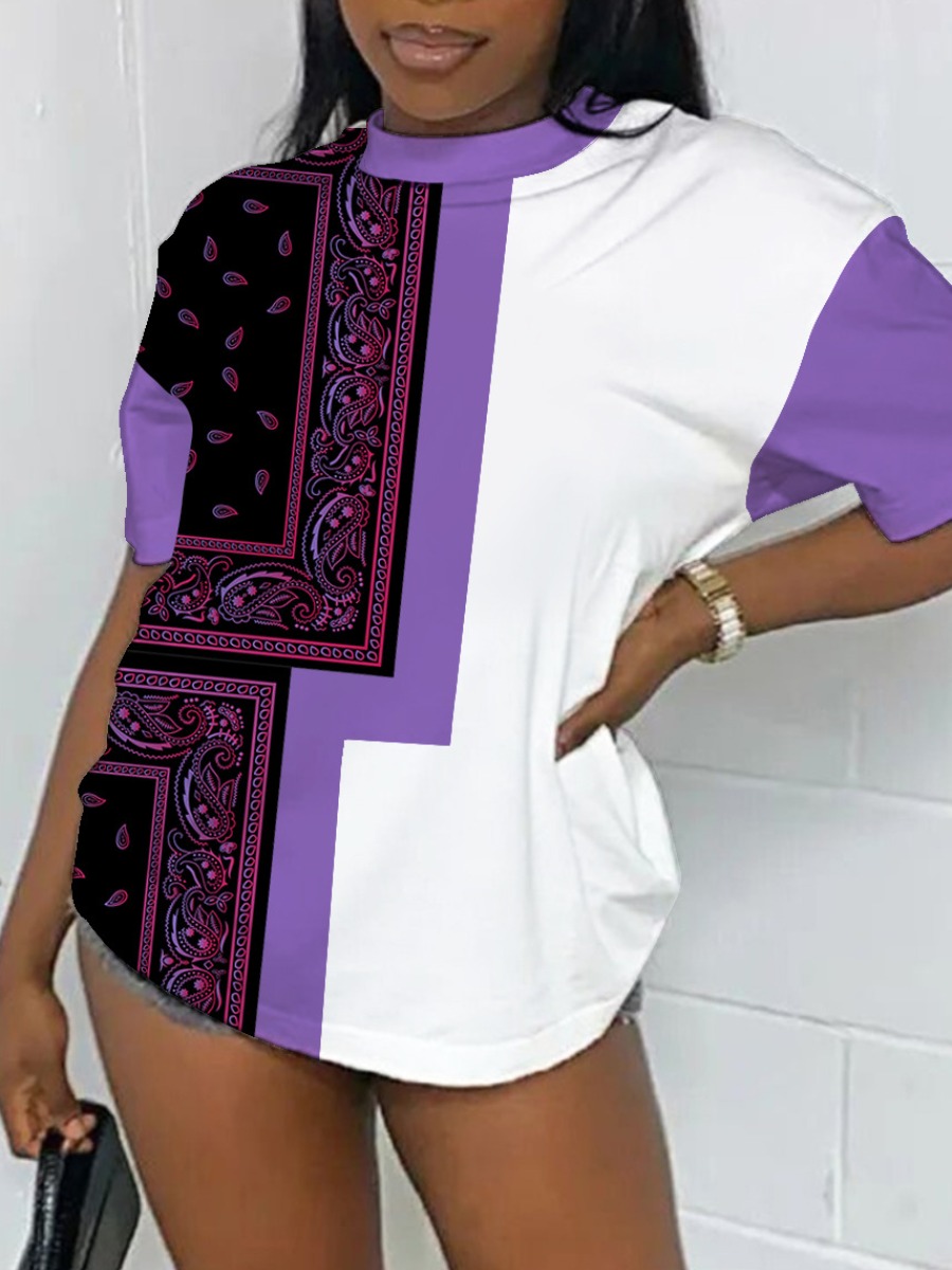 LW Cashew Print Patchwork T-shirt