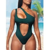 LW One Shoulder Cut Out One-piece Swimsuit
