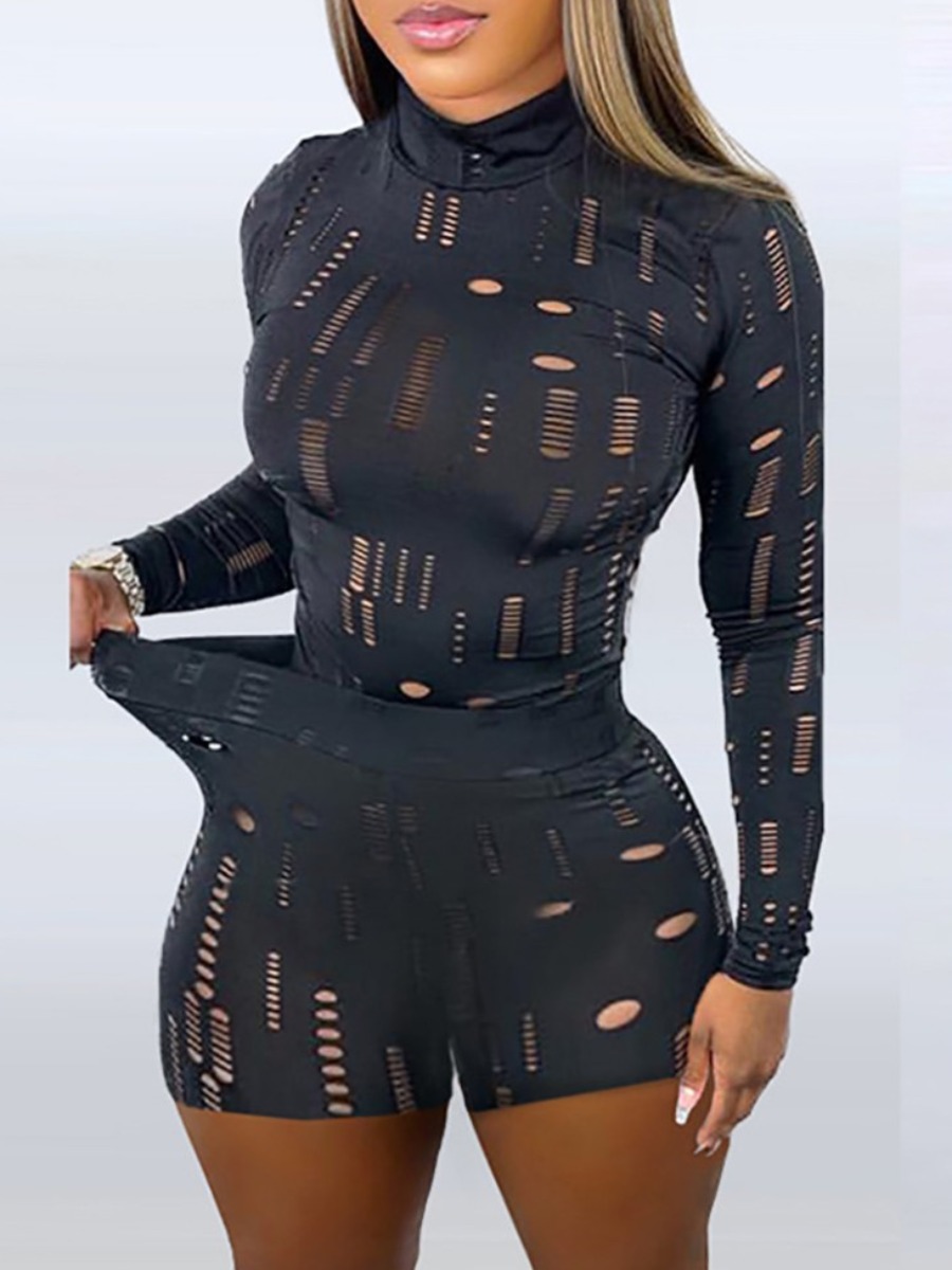LW SXY Ripped Skinny Stretchy Shorts Set