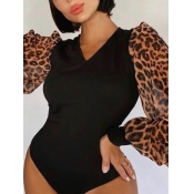 LW Plus Size Leopard Print Split Sleeve Bodysuit