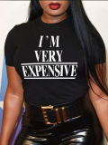 LW Plus Size Round Neck Letter Print T-shirt