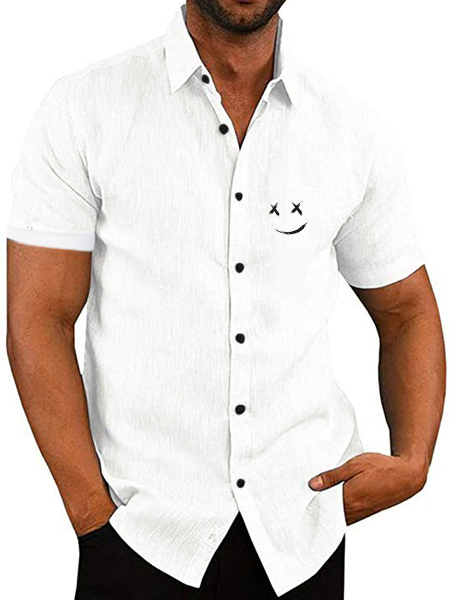 LW COTTON Men Smiley Face Print Shirt