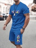 LW Men King Letter Print Shorts Set