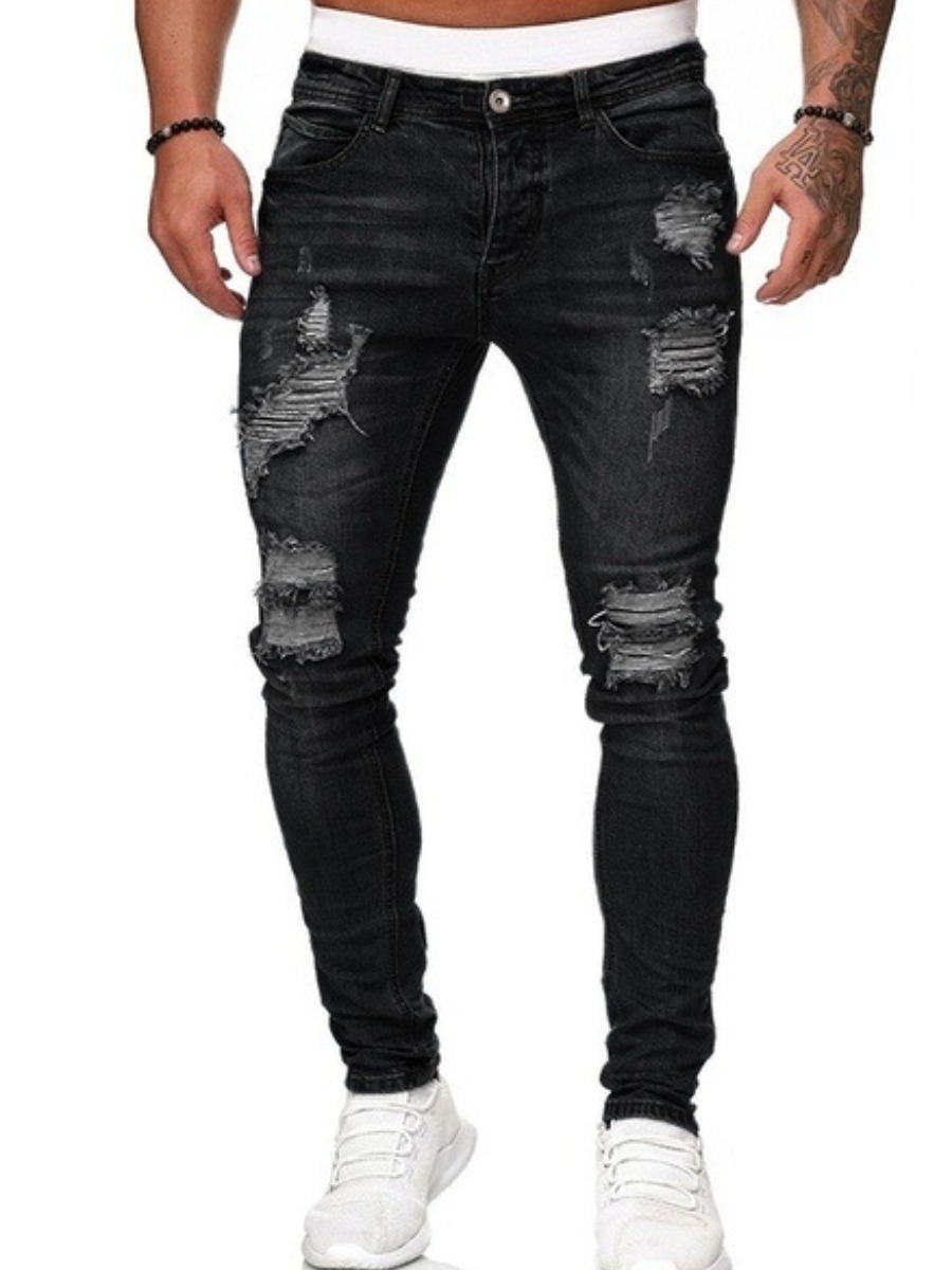 LW Men Ripped High Stretchy Jeans