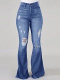 LW High-waisted High Stretchy Ripped Flared Jeans