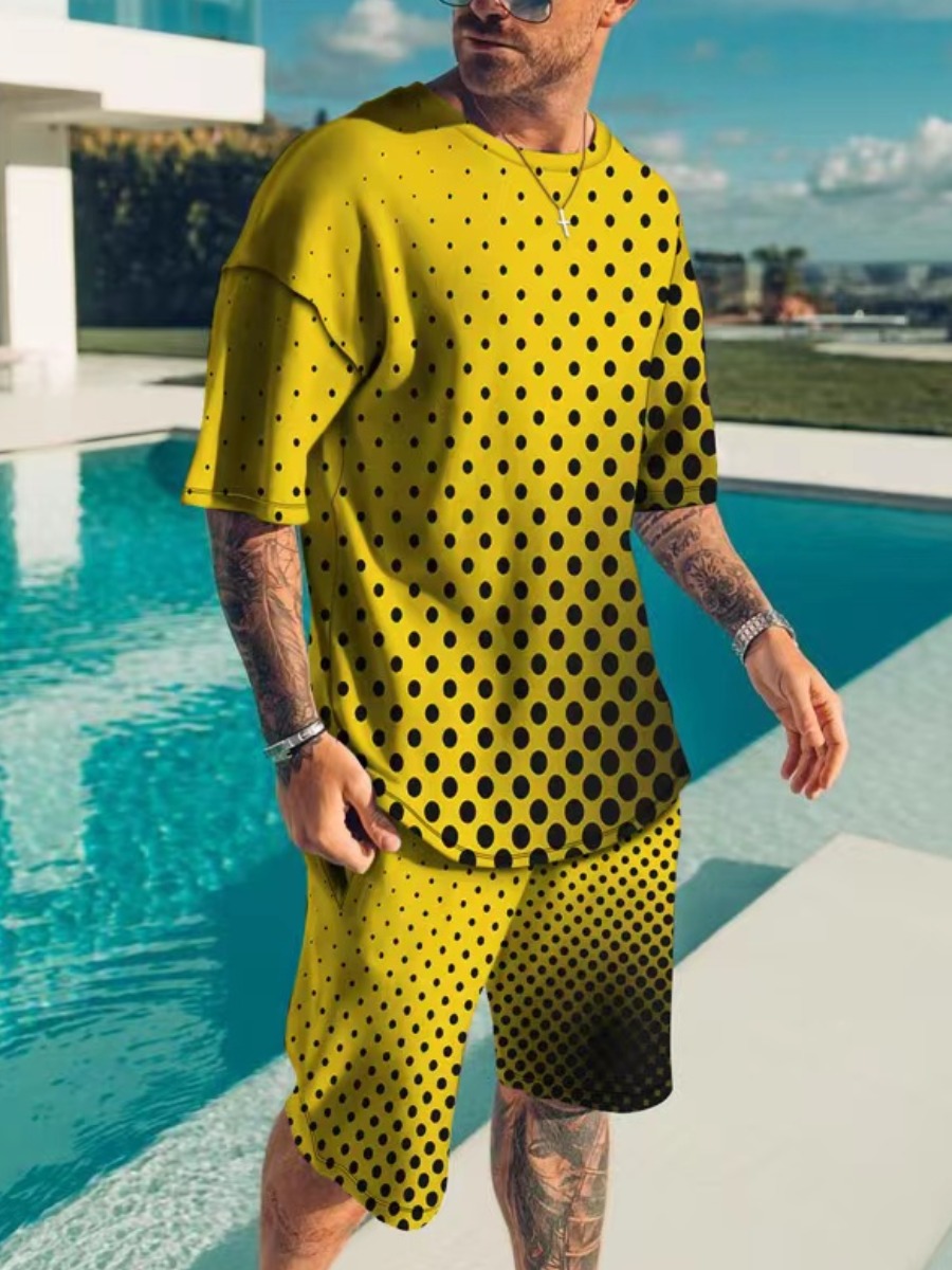 LW Men Gradient Dot Print Shorts Set