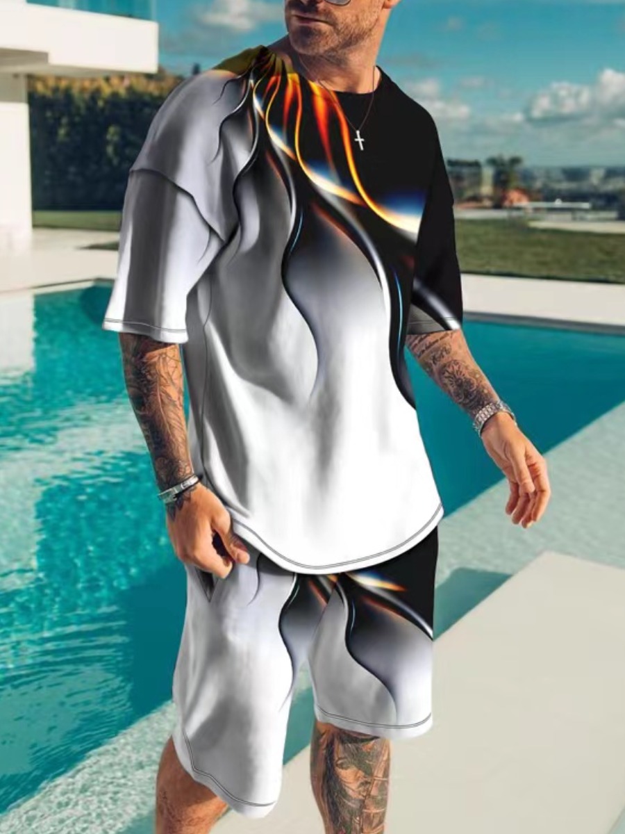 LW Men Gradient Loose Shorts Set