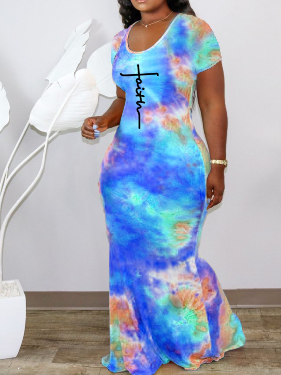LW Faith Letter Print Tie-dye Dress