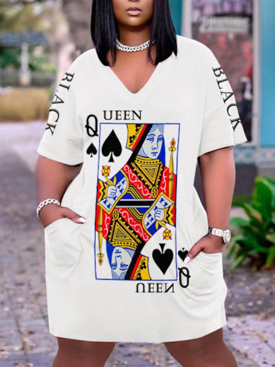 LW Poker Letter Print Dress