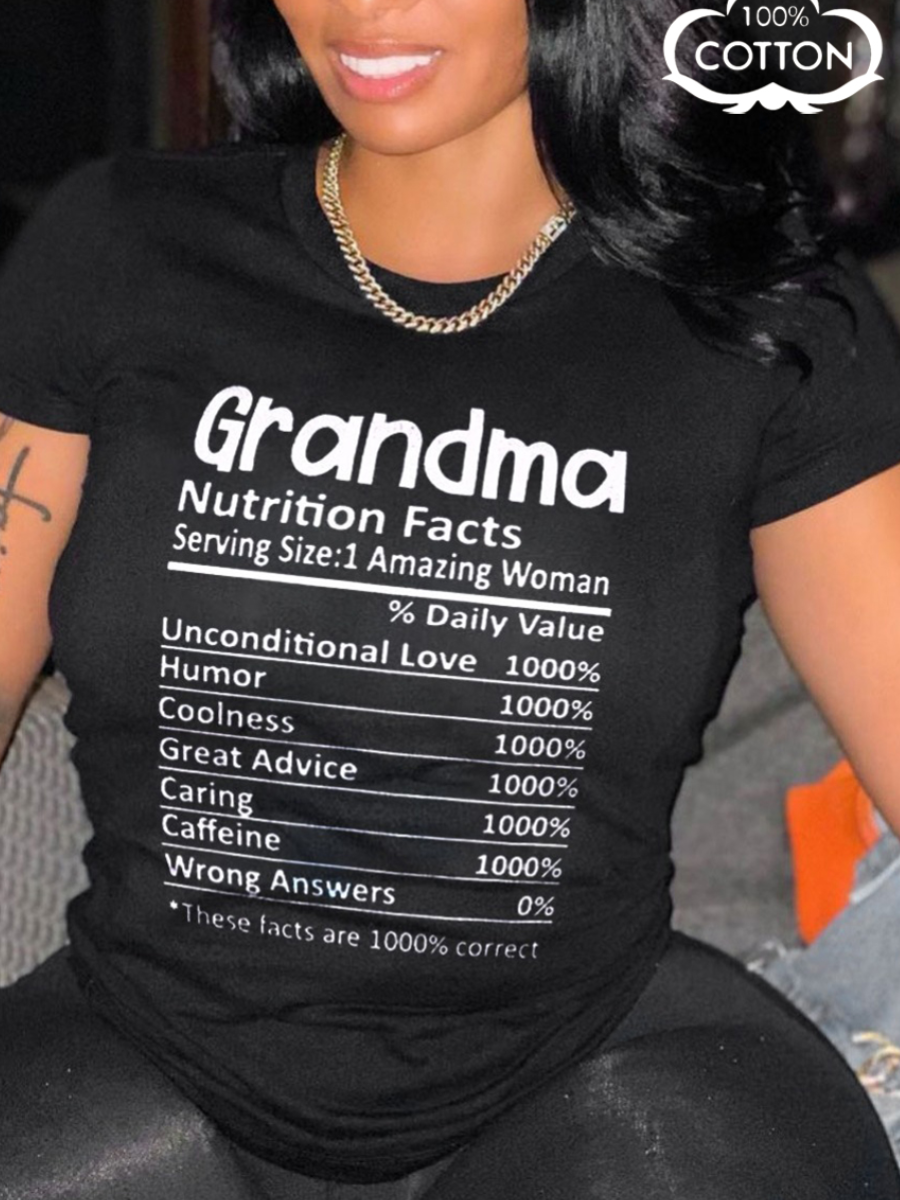 LW COTTON Round Neck Letter Print T-shirt