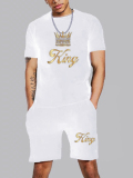 LW Men Street King Letter Print Shorts Set