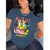 LW Cartoon Print Patchwork T-shirt