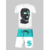 LW Men Money Print Pullovers Shorts Set