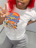 LW Cartoon Letter Print T-shirt