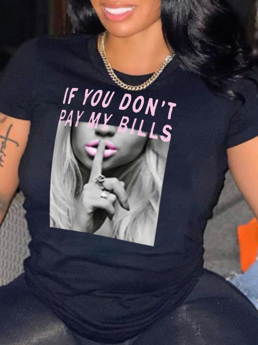LW Plus Size Figure Letter Print T-shirt