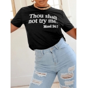 LW Thou Shall Not Try Me Letter Print T-shirt