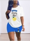 LW Plus Size Mango Fruit Letter Print Shorts Set