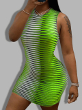 LW Round Neck Gradient Bodycon Dress