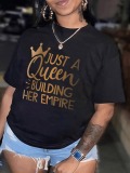 LW BASICS Queen Crown Letter Print T-shirt