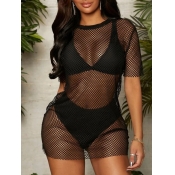LW Round Neck See-through Cover-up