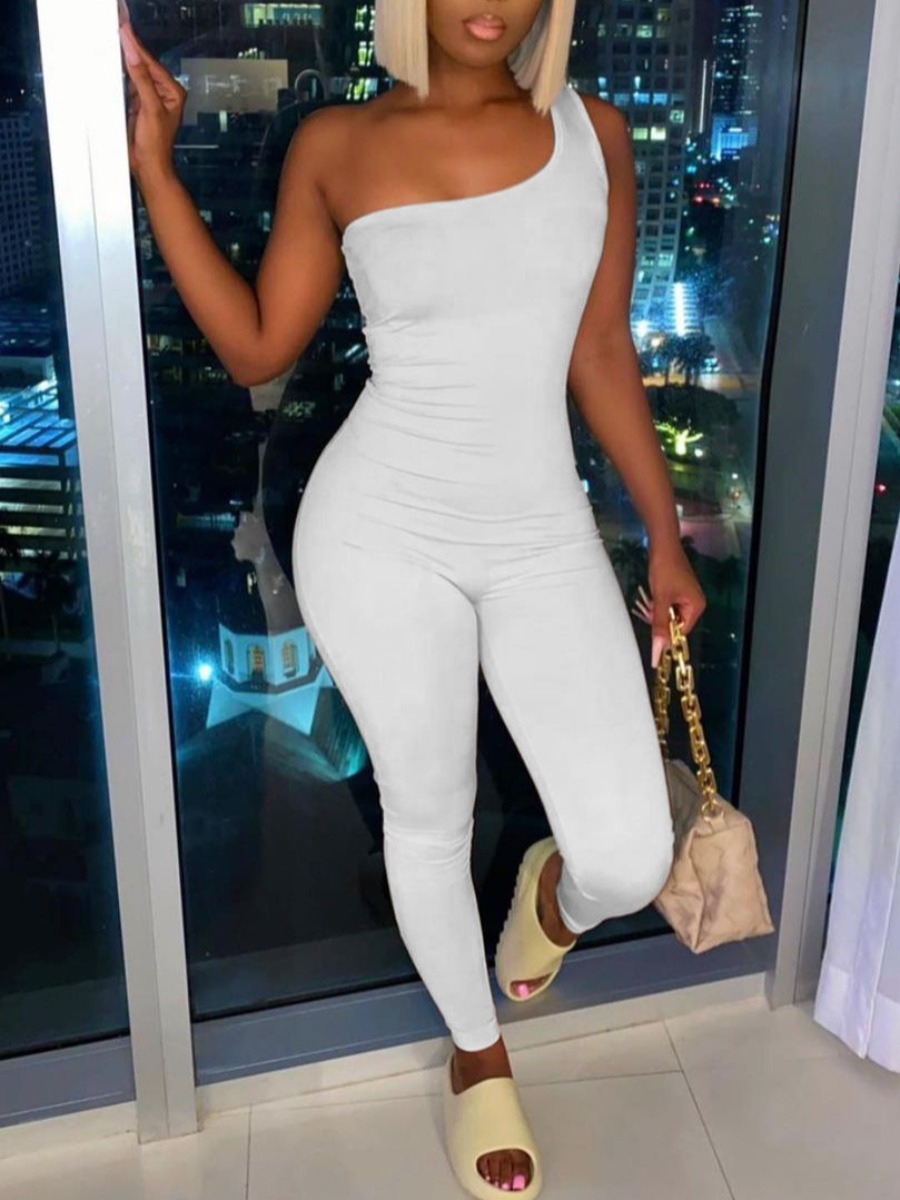 LW BASICS One Shoulder Skinny Jumpsuit