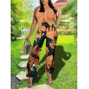 LW Floral Print Front Knot Cami Jumpsuit