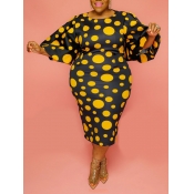 LW Plus Size O Neck Dot Print Dress
