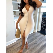 LW Plus Size V Neck Button Design Dress